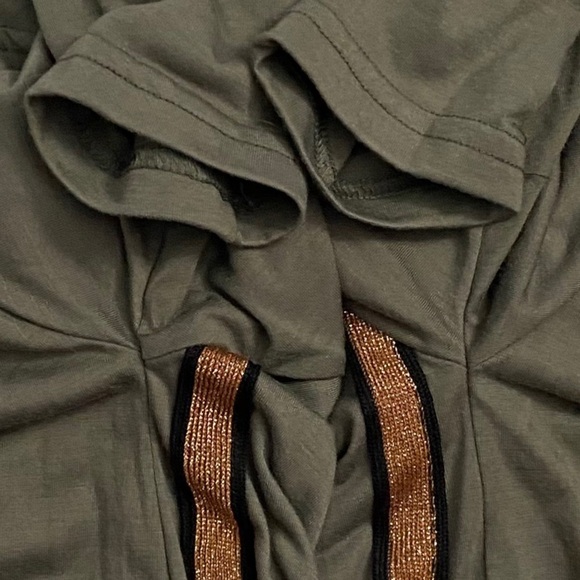 Honey Punch Front Tie BoatNeck Drop Shoulders Long Sleeves Metallic Stripes S - Picture 14 of 16